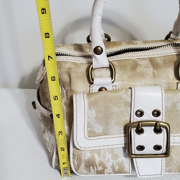 Coach Special Edition Tan White Tie Dye Canvas White Leather Trim Purse - Picture 11 of 13